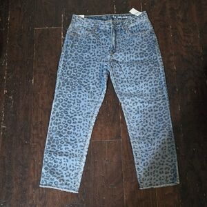 NWT Stylish Blue Leopard Print Girl's Jeans